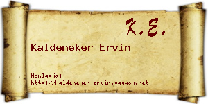 Kaldeneker Ervin névjegykártya